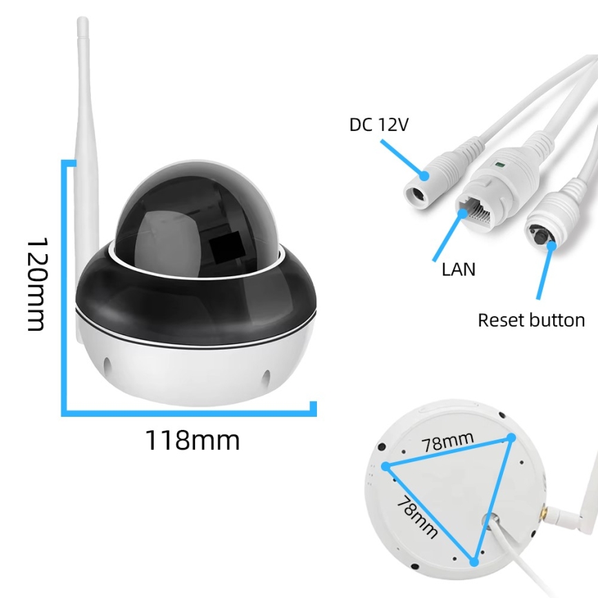 Immax NEO 07825L - Inteligentna zewnętrzna kamera z kopułowym sensorem (DOME), 5MP, 230V, IP66, TUYA, Wi‑Fi