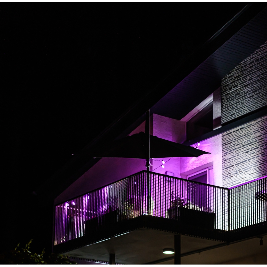 LED RGB+CCT Ściemnialny zewnętrzny łańcuch GIRLANDA 15xLED/1W/230V 15m Wi-Fi Tuya IP65 + zdalne sterowanie
