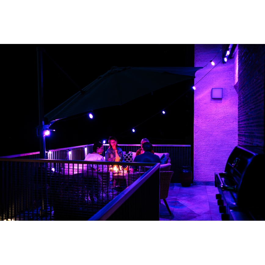 LED RGB+CCT Ściemnialny zewnętrzny łańcuch GIRLANDA 15xLED/1W/230V 15m Wi-Fi Tuya IP65 + zdalne sterowanie
