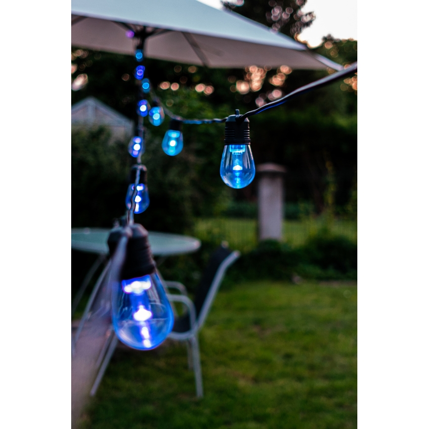 LED RGB+CCT Ściemnialny zewnętrzny łańcuch GIRLANDA 15xLED/1W/230V 15m Wi-Fi Tuya IP65 + zdalne sterowanie
