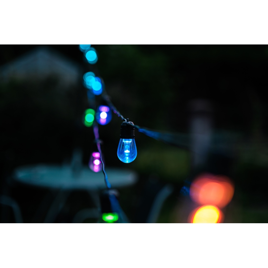 LED RGB+CCT Ściemnialny zewnętrzny łańcuch GIRLANDA 15xLED/1W/230V 15m Wi-Fi Tuya IP65 + zdalne sterowanie
