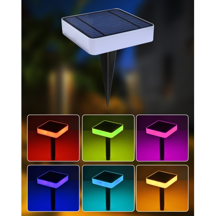Immax NEO 07911L - LED RGB Ściemnialna lampa solarna z czujnikiem NEO LITE LED/1W/5V kanciasty IP54 Tuya 1300 mAh