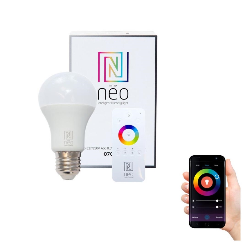 Immax NEO - LED Ściemnialna żarówka E27/8,5W/230V + zdalne sterowanie ZigBee 2700K Tuya