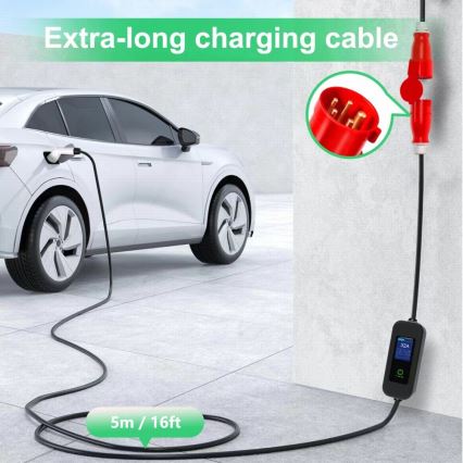 Immax - Przenośna stacja ładowania EV do samochodów elektrycznych AC Typ 2 32A/380V 22kW + wtyczka 230V 5m Wi-Fi Tuya