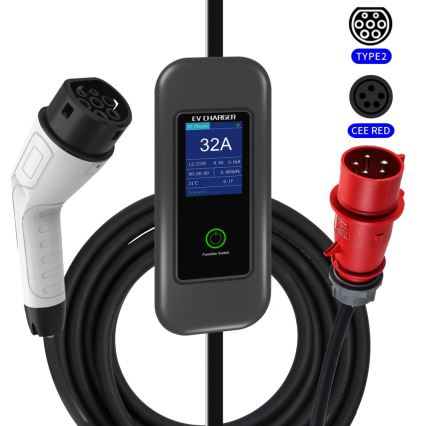 Immax - Przenośna stacja ładowania EV do samochodów elektrycznych AC Typ 2 32A/380V 22kW + wtyczka 230V 5m Wi-Fi Tuya