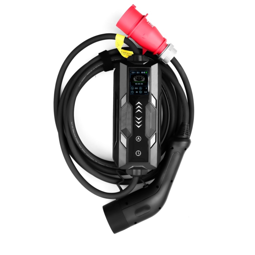Immax - Stacja ładowania EV do samochodów elektrycznych AC Typ 2 16A/380V z wtyczką 230V, 3,7 kW, kabel 5 m, Tuya