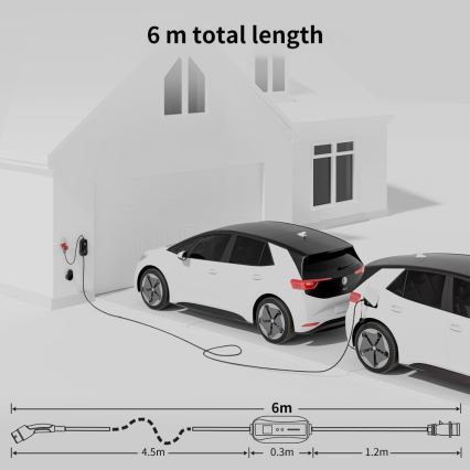 Immax - Stacja ładowania EV do samochodów elektrycznych AC Type 2 16A/380V 11kW + wtyczk 230V, 3,7kW 5m + obudowa