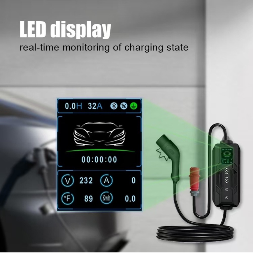 Immax - Przenośna stacja ładowania EV do samochodów elektrycznych AC Typ 2 16 A / 380 V, 11 kW + wtyczka 230 V, 5 m, Wi‑Fi (Tuya)