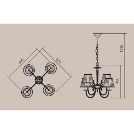 Incanti 02-657 - Żyrandol na łańcuchu ILARIA 4xE14/28W/230V