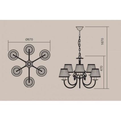 Incanti 02-658 - Żyrandol na łańcuchu ILARIA 6xE14/28W/230V