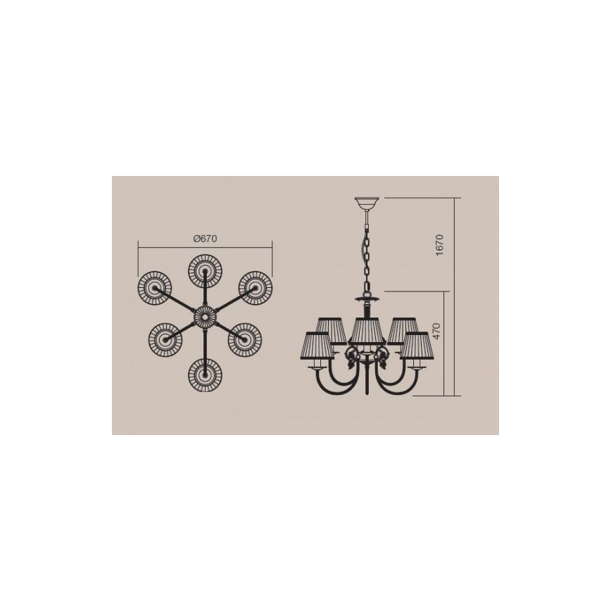 Incanti 02-658 - Żyrandol na łańcuchu ILARIA 6xE14/28W/230V