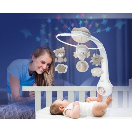 Infantino - Karuzela nad łóżeczko z melodią 3w1 3xAAA brązowa