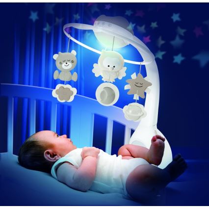 Infantino - Karuzela nad łóżeczko z melodią 3w1 3xAAA brązowa