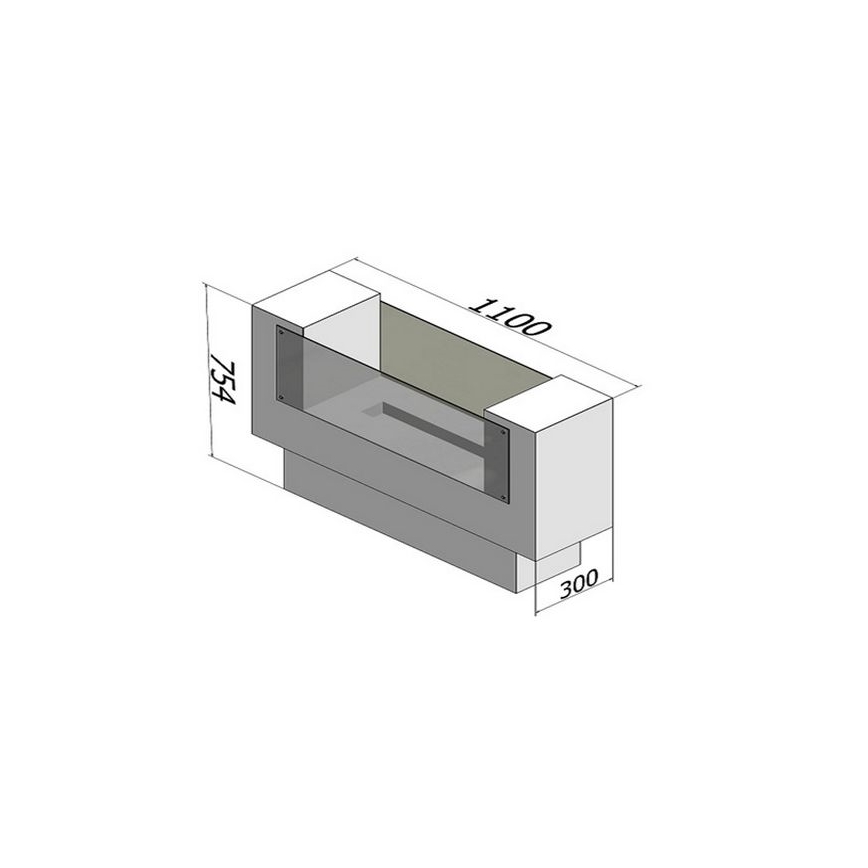 InFire - BIO kominek 110x75 cm 3kW dwustronny
