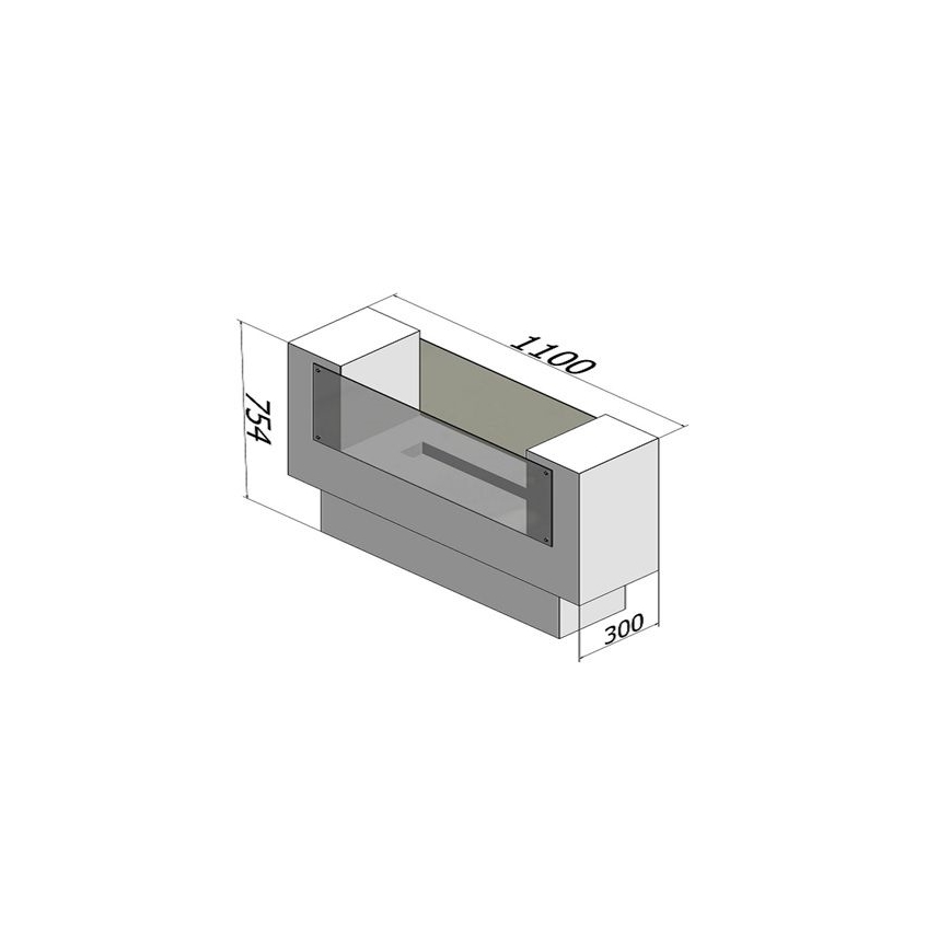 InFire - BIO kominek 110x75 cm 3kW dwustronny