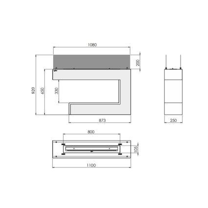 InFire - BIO kominek 110x92 cm 3kW czarny