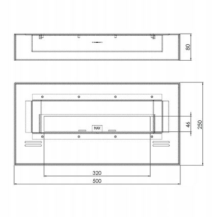 InFire - BIO kominek 8x50 cm 3kW czarny