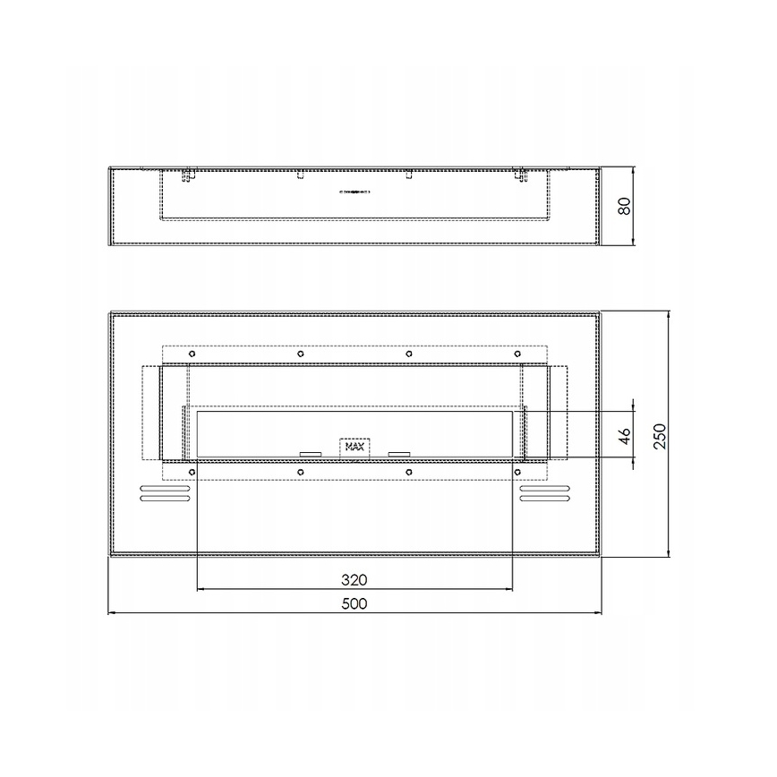 InFire - BIO kominek 8x50 cm 3kW czarny