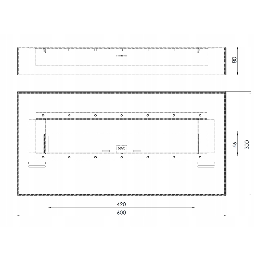 InFire - BIO kominek 8x60 cm 3kW czarne