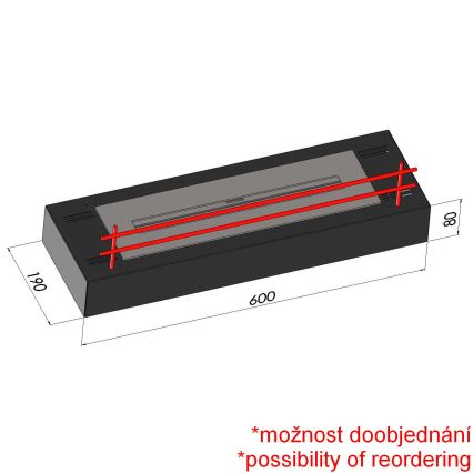 InFire - BIO kominek 8x60 cm 3kW czarny