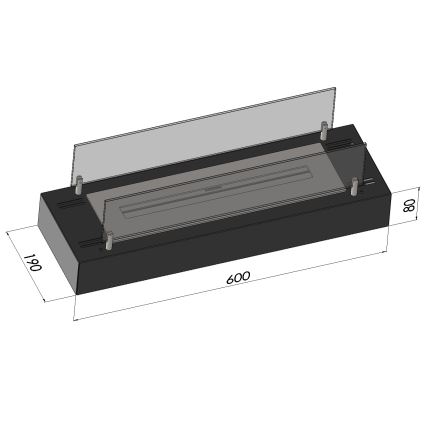 InFire - BIO kominek 8x60 cm 3kW czarny