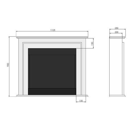 InFire - BIO kominek 90x112,5 cm 3kW biały