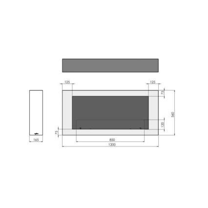InFire - Kominek BIO naścienny 120x56 cm 3kW biały