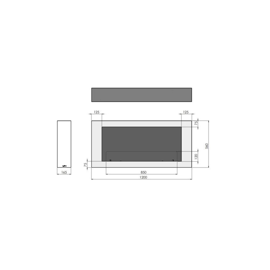InFire - Kominek BIO naścienny 120x56 cm 3kW biały