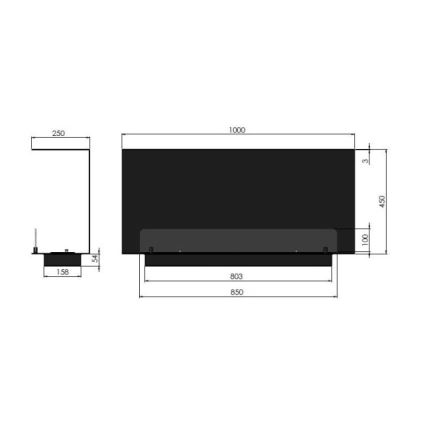 InFire - Kominek BIO do zabudowy 100x45 cm 3kW czarny