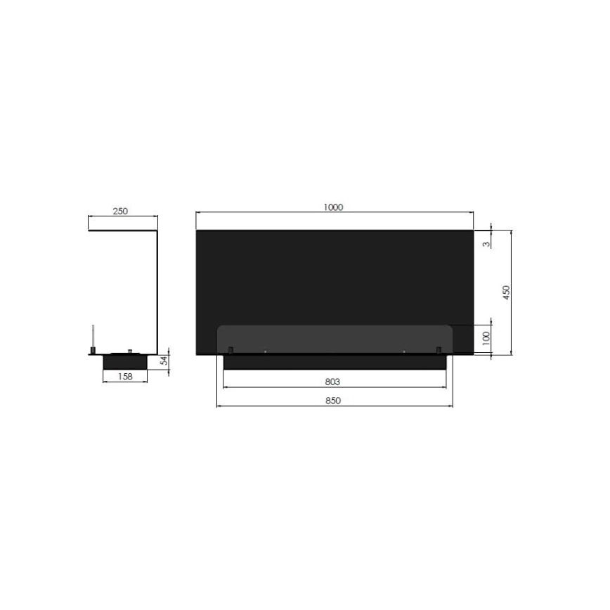 InFire - Kominek BIO do zabudowy 100x45 cm 3kW czarny