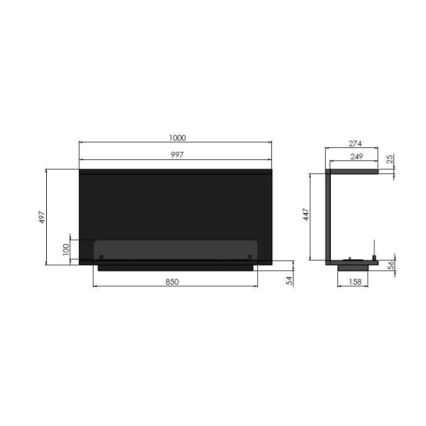 InFire - Kominek BIO do zabudowy 100x50 cm 3kW czarny