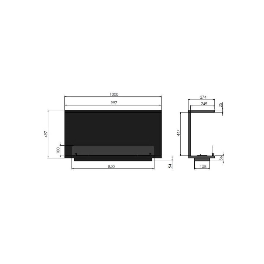 InFire - Kominek BIO do zabudowy 100x50 cm 3kW czarny