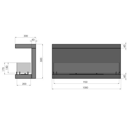 InFire - Kominek BIO do zabudowy 100x50 cm 3kW czarny