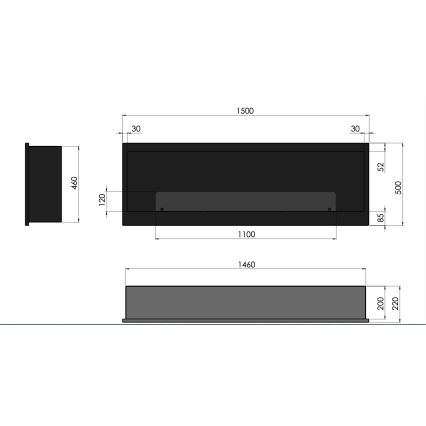 InFire - Kominek BIO do zabudowy 150x50 cm 4,2kW czarny