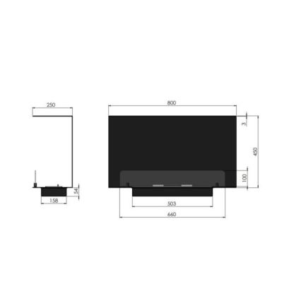 InFire - Kominek BIO do zabudowy 80x45 cm 3kW czarny