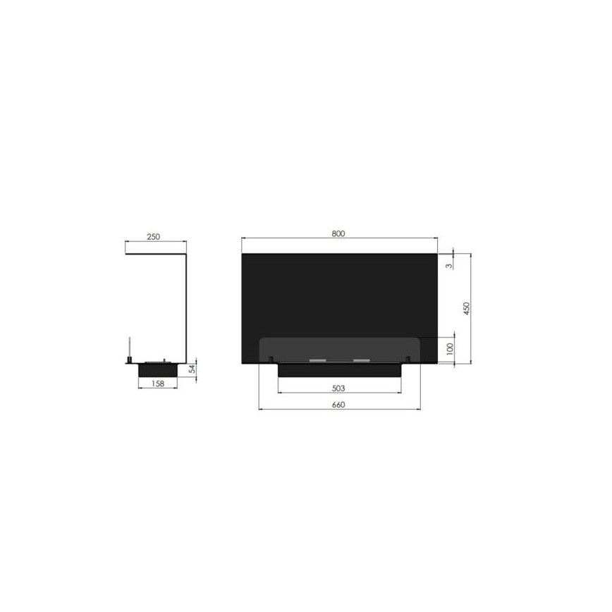 InFire - Kominek BIO do zabudowy 80x45 cm 3kW czarny