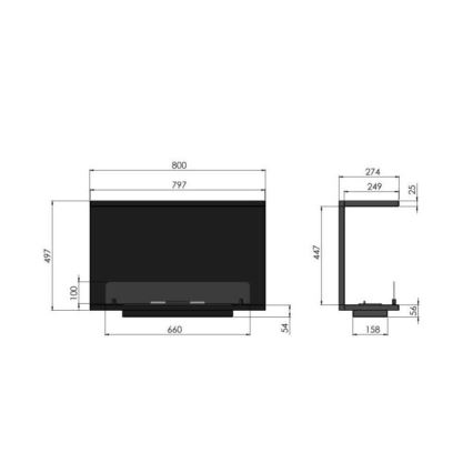 InFire - Kominek BIO do zabudowy 80x45 cm 3kW czarny