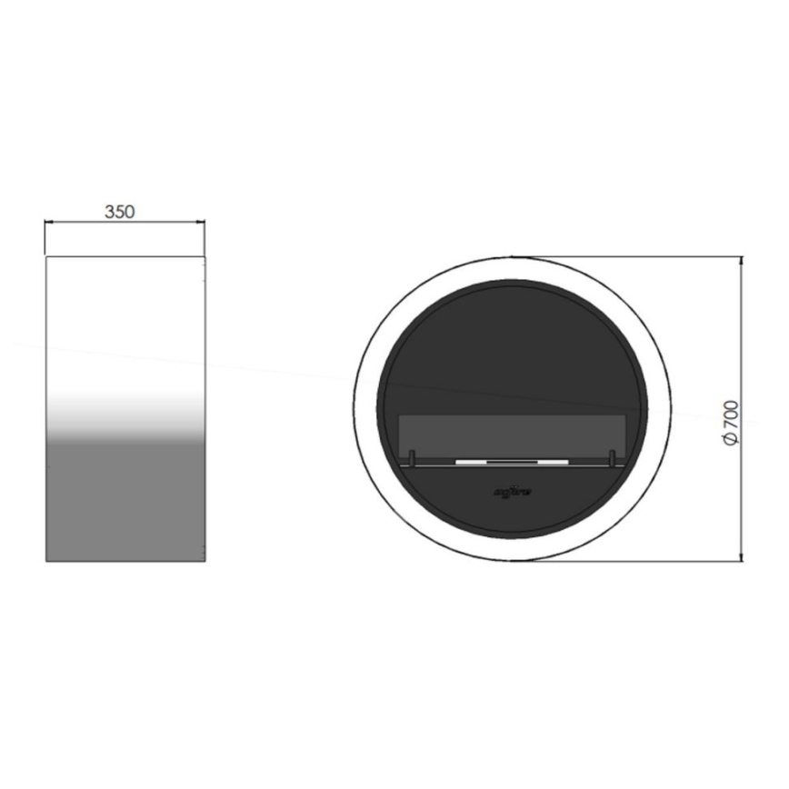 InFire - Kominek BIO wiszący śr. 70 cm 3kW czarny