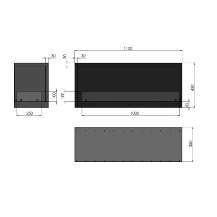 InFire - Kominek narożny BIO 110x45 cm 3kW czarny