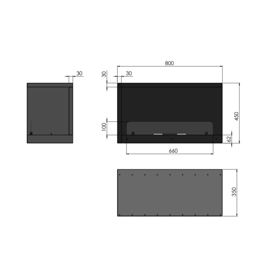 InFire - Kominek narożny BIO 80x45 cm 3,5kW czarny