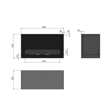 InFire - Kominek narożny BIO 80x45 cm 3kW czarny