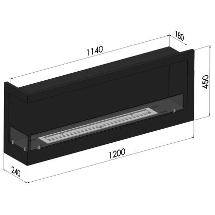 InFire - Narożny BIO kominek 45x120 cm 3kW czarny