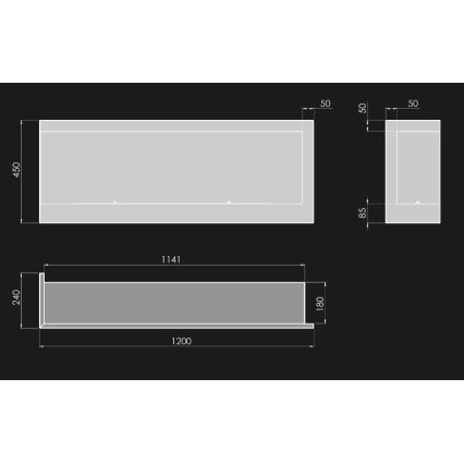 InFire - Narożny BIO kominek 45x120 cm 3kW czarny