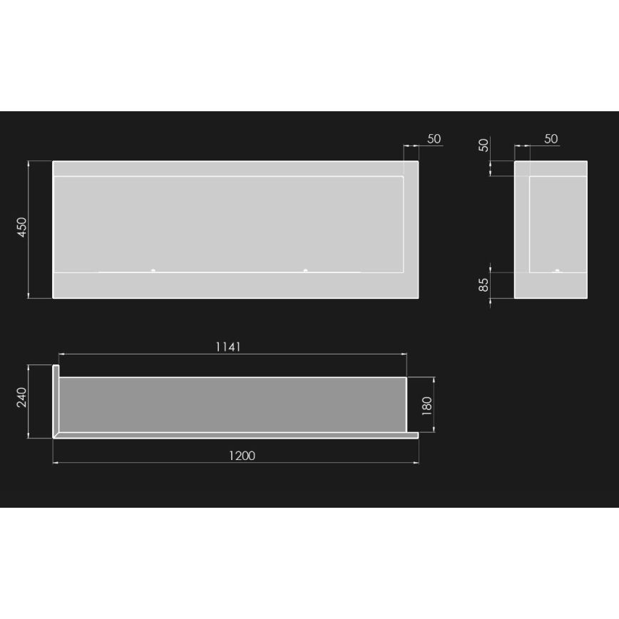 InFire - Narożny BIO kominek 45x120 cm 3kW czarny