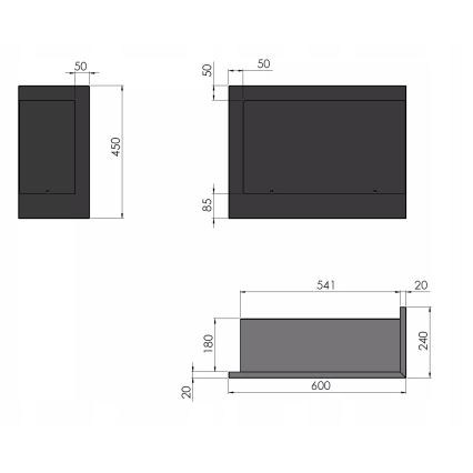 InFire - Narożny BIO kominek 45x60 cm 3kW czarny