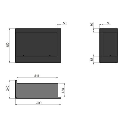 InFire - Narożny BIO kominek 45x60 cm 3kW czarny