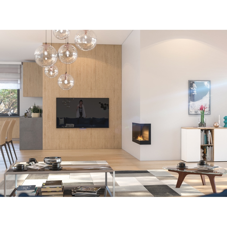 InFire - Narożny BIO kominek 45x90 cm 3kW czarny