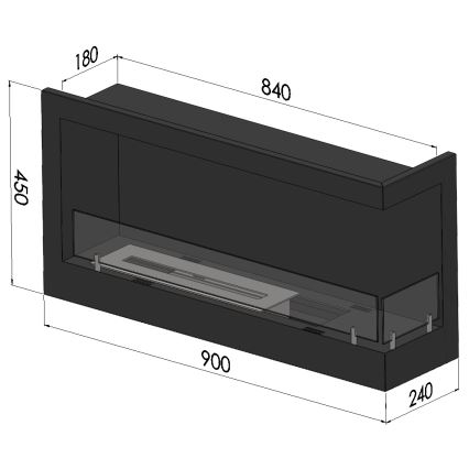 InFire - Narożny BIO kominek 45x90 cm 3kW czarny