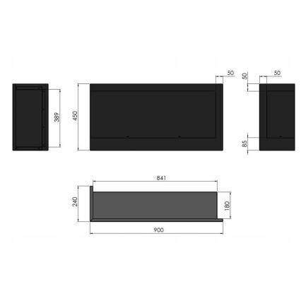 InFire - Narożny BIO kominek 45x90 cm 3kW czarny