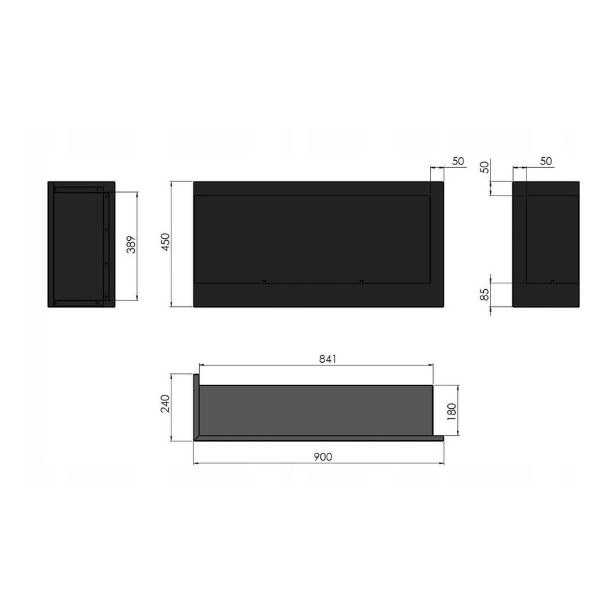 InFire - Narożny BIO kominek 45x90 cm 3kW czarny